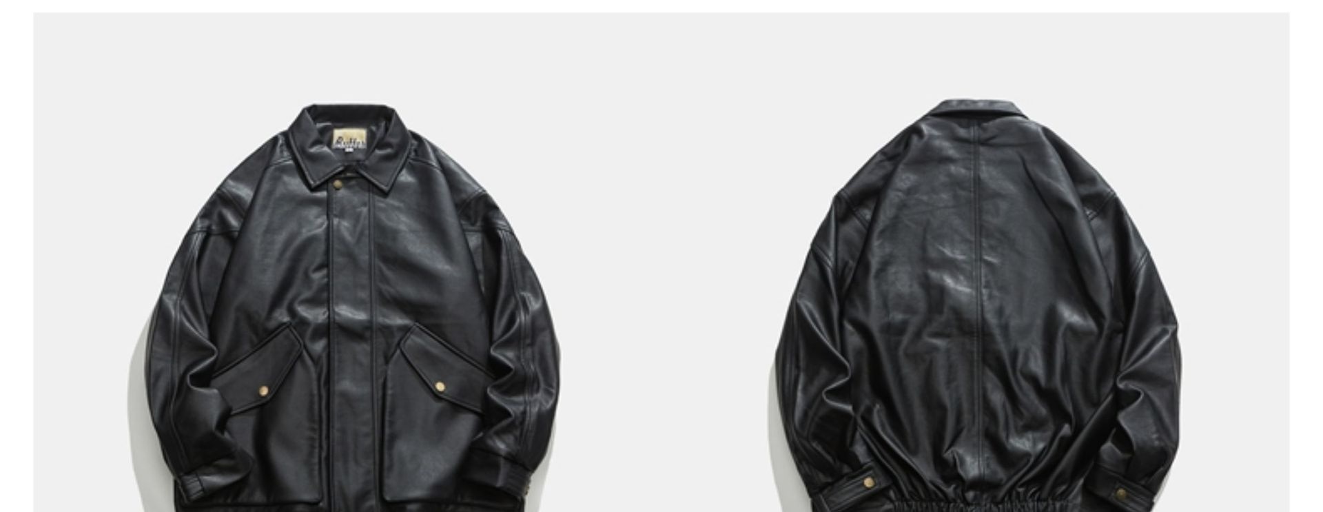 Soft Leather Jacket Men's Double-stand Large Pocket Coat