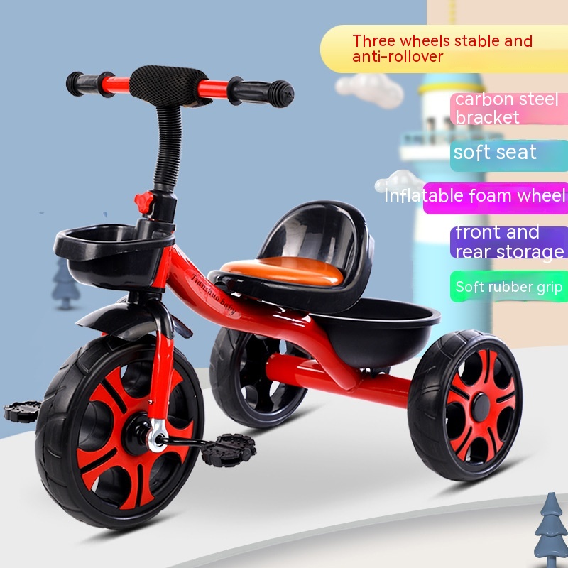 Children's Three-wheeled Bicycle Anti-rollover With Bucket - Image 11