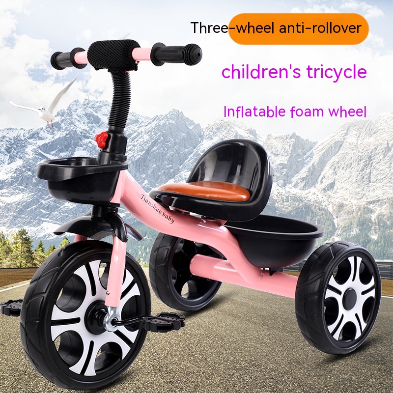 Children's Three-wheeled Bicycle Anti-rollover With Bucket - Image 3