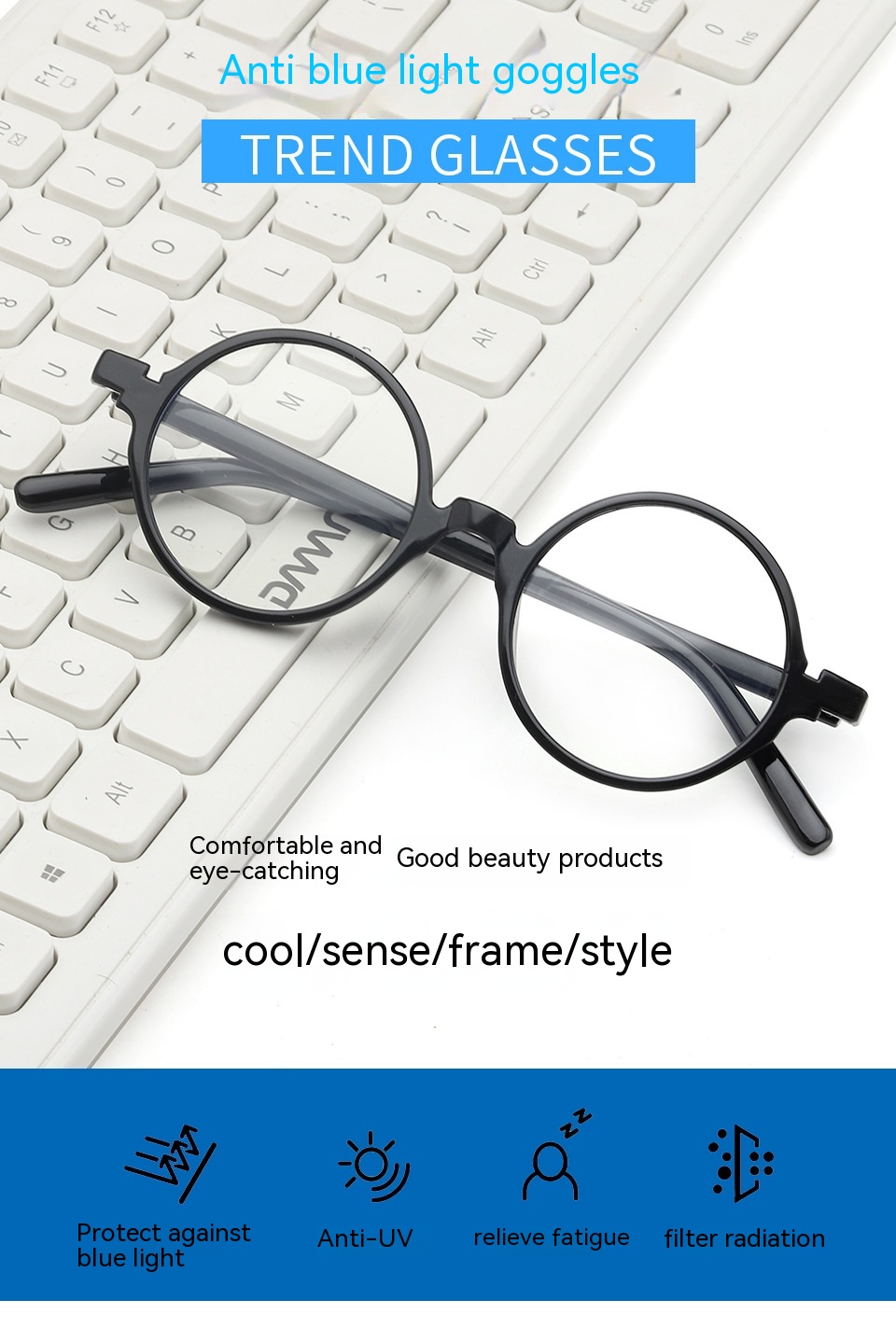 Artistic Retro Round Glasses With No Diopters