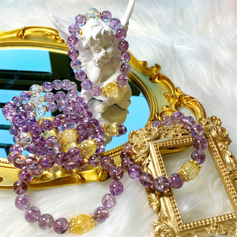 Purple Asai Ice Crushing Ice Towel Sequins Effect Crystal Bracelet