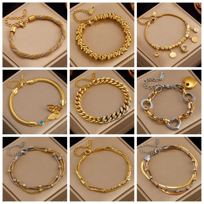 Titanium Steel Contrast Color Chain Accessories Bracelet