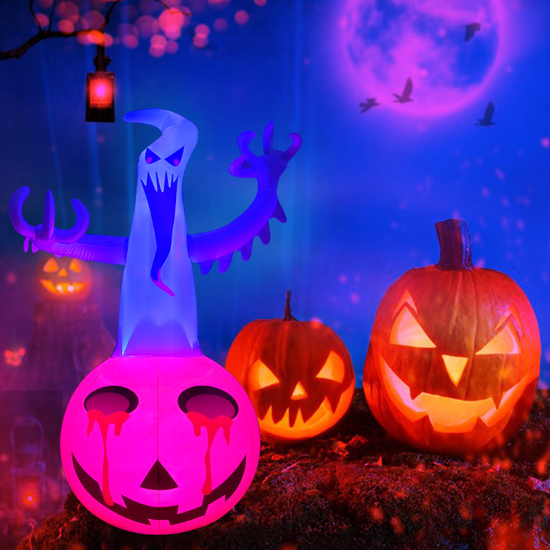 Décor gonflable citrouille fantôme Halloween LED 4