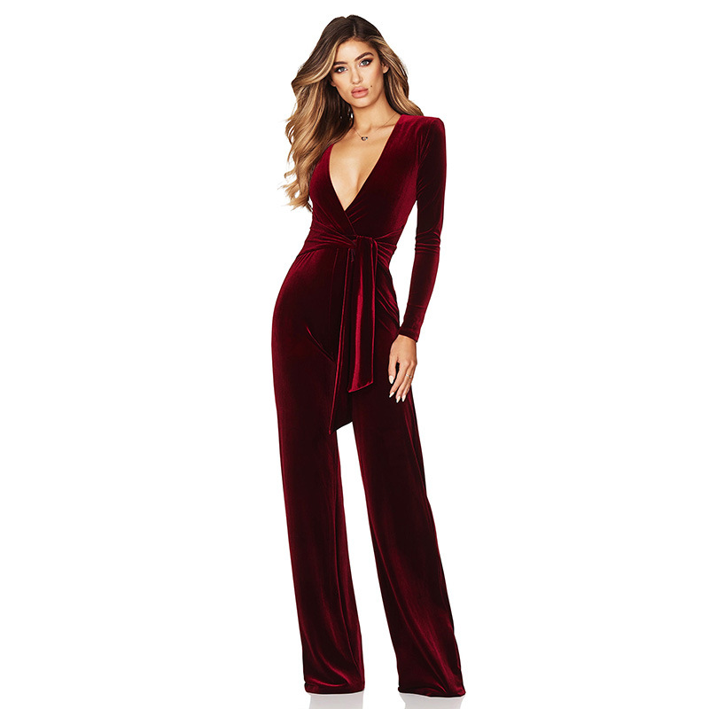 Title 7, Autumn And Winter Long Sleeve Wide Leg Jumpsuit