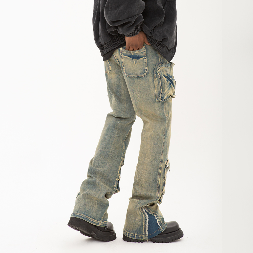 Old Mud Yellow Fashion Brand Loose Casual Bootcut Pants
