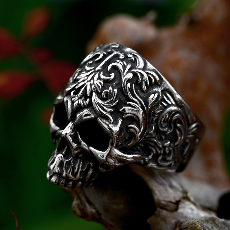 Title 4, Punk Style Hip-hop Skull Titanium Steel Ring fo...