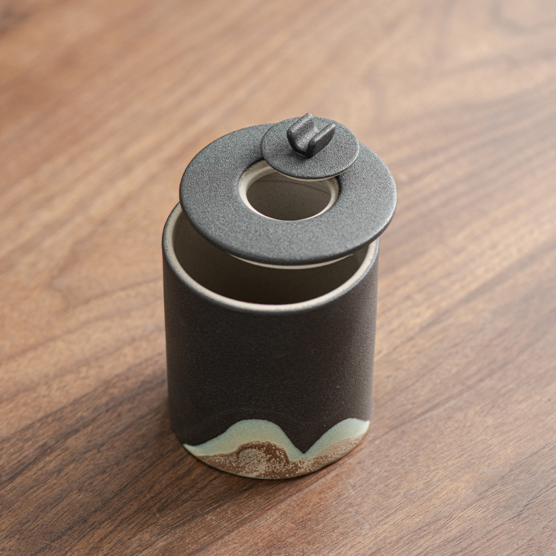 Yuanshan Stoneware Business Office Ashtray With Lid - Image 5