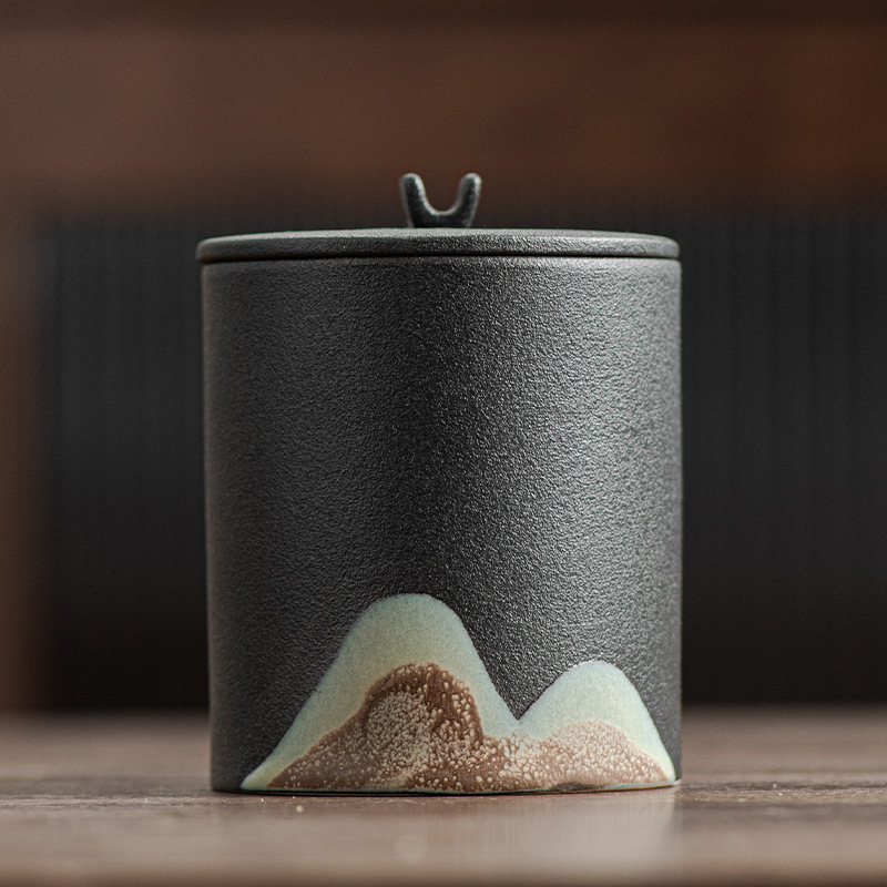 Yuanshan Stoneware Business Office Ashtray With Lid - Image 8