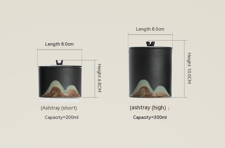Yuanshan Stoneware Business Office Ashtray With Lid - Image 6