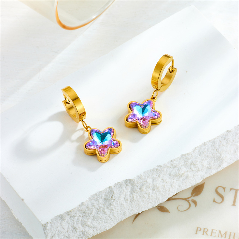 Title 2, Purple Rhinestone Butterfly Earrings