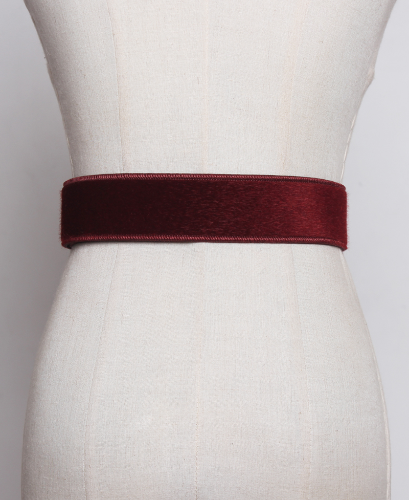 Women's Decorative Fur Wide Belt With Diamond