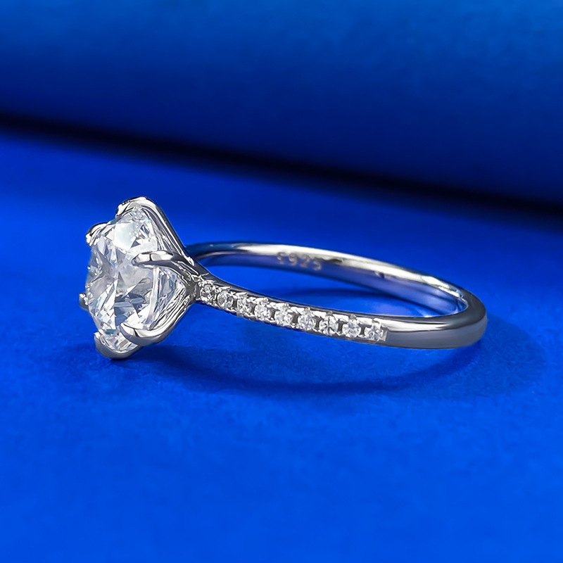 Title 4, 1 Carat Six Claw Ring Female High Carbon Diamon...