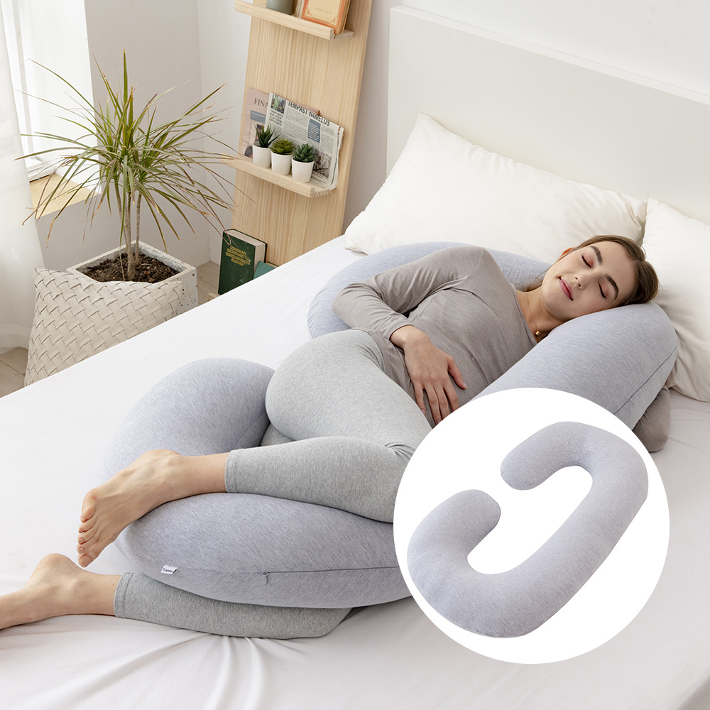 Ma Grey Cotton C-type Pregnant Women's Pillow