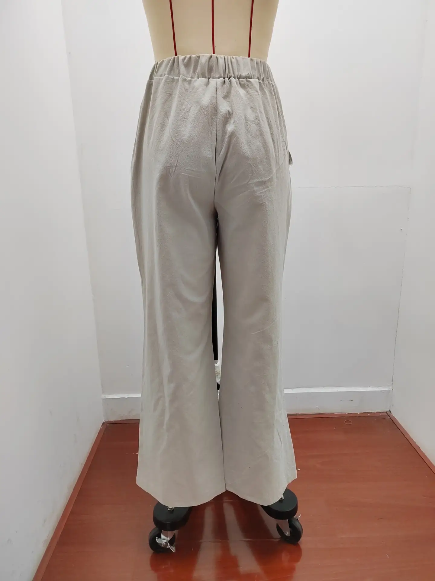Pure Color Elastic Waist Loose Wide Leg Draping Casual Pants