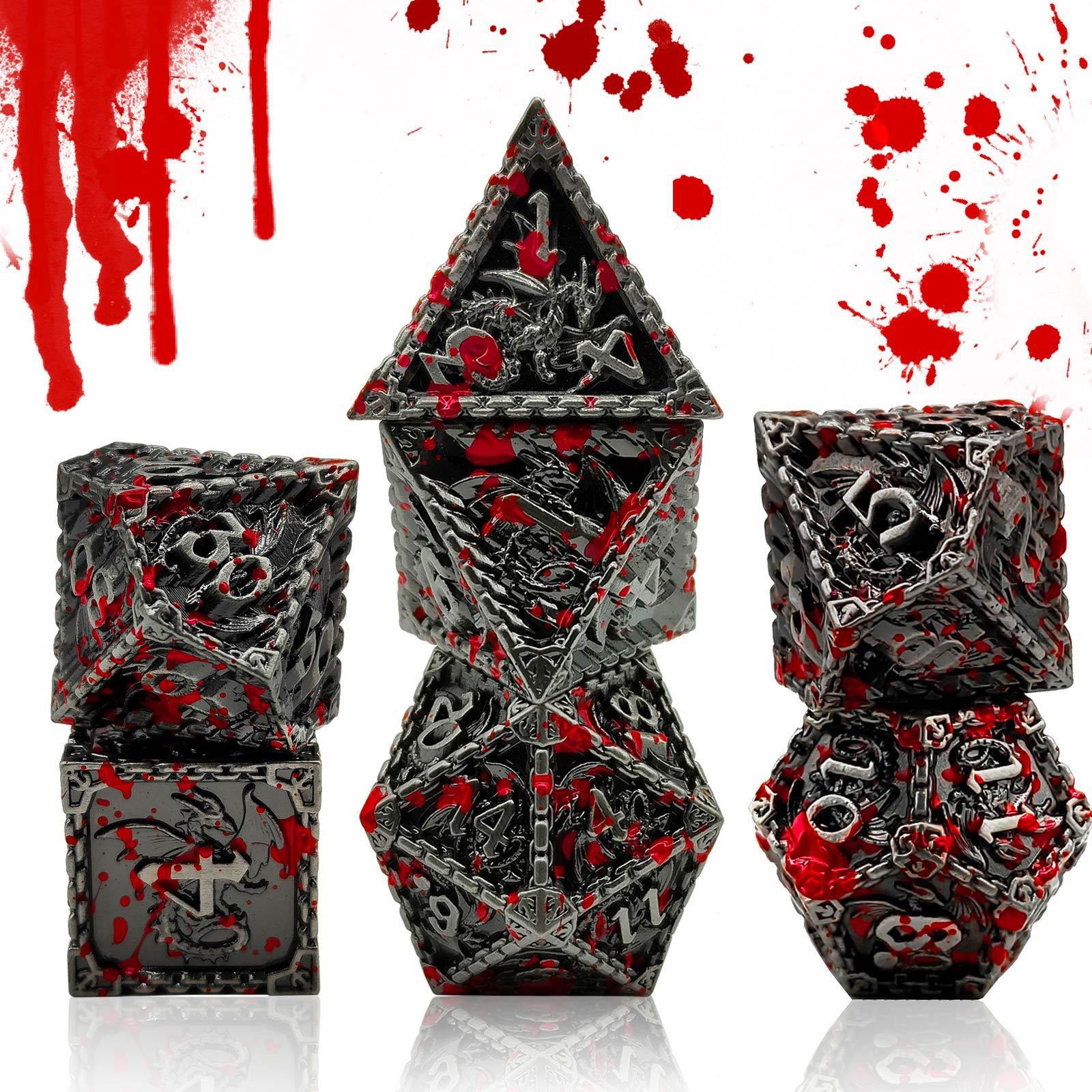 Title 5, Metal Solid Dragon And Dungeon Polyhedral Dice