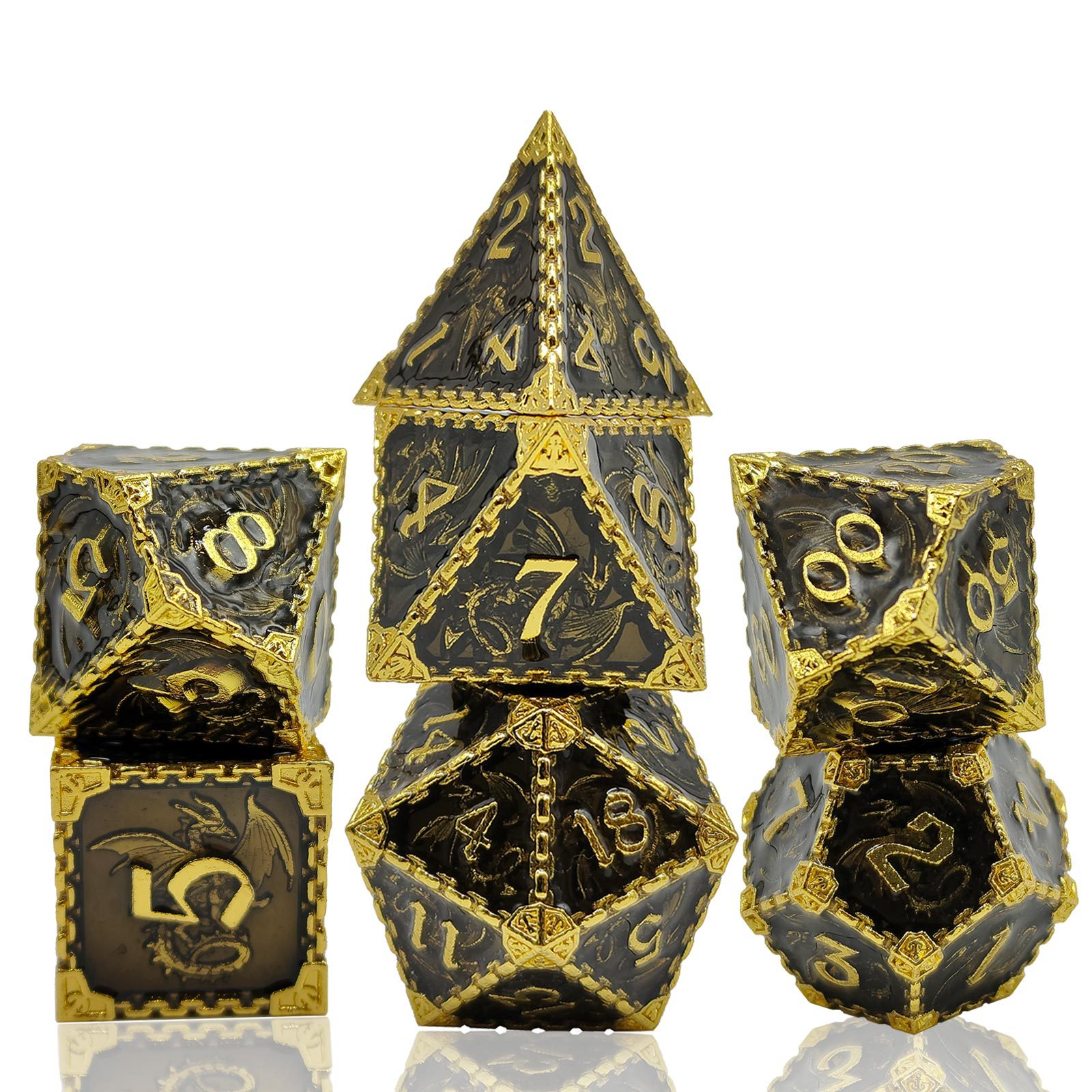 Title 6, Metal Solid Dragon And Dungeon Polyhedral Dice