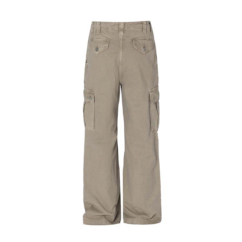 Washed Old Multi-pocket Straight-leg Denim Trousers Men's Loose Casual Pants