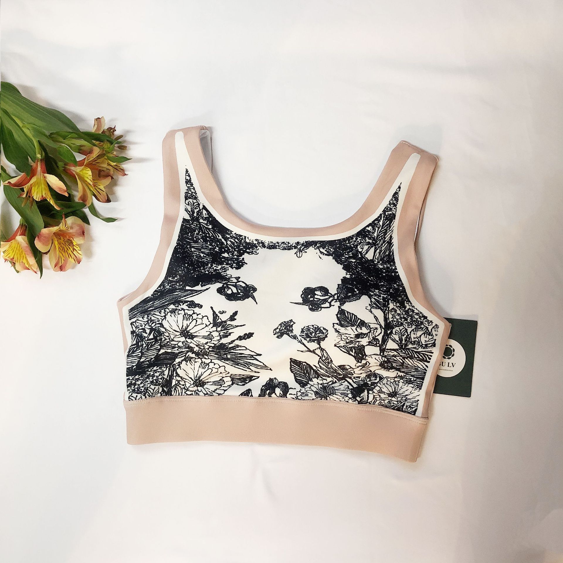 Women's Printed Vest Beautiful Back Wrapped Chest Shockproof Yoga Jacket