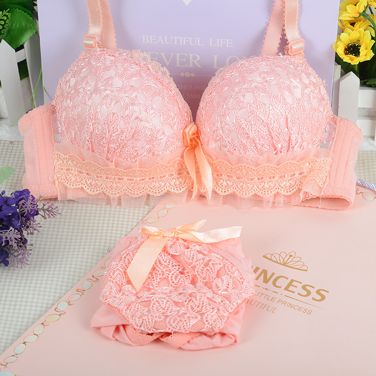 Title 1, Lace Thin Cute Girly Bra Set