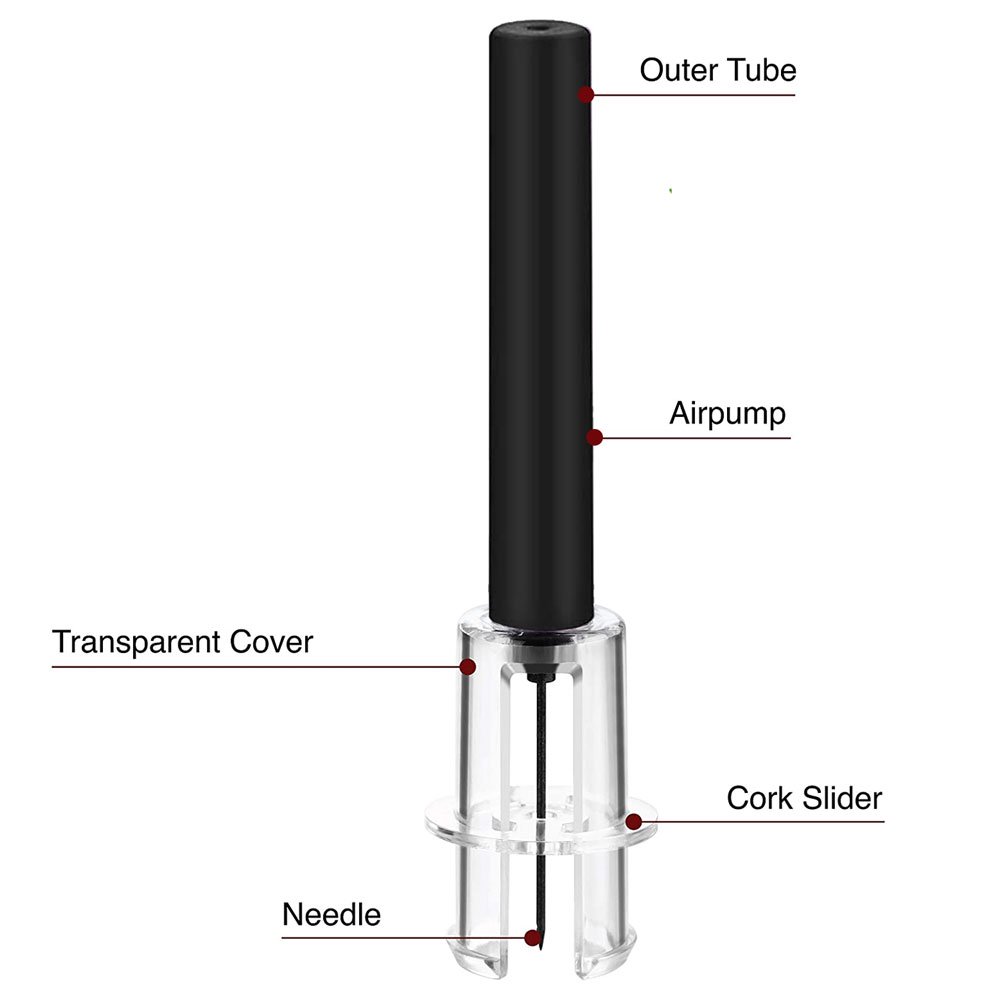 Открывалка для вина с резаком для фольги, открывалка для бутылок вина под давлением воздуха. Легкое средство для удаления пробки. Штопор. Аксессуары для бара из нержавеющей стали. Кухонные принадлежности. Открывалка для бутылок вина под давлением воздуха. Набор из четырех частей. Цилиндр.