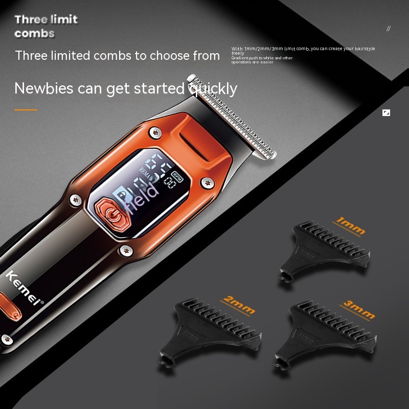 Kemei Professional Digital LCD Hair Clipper with USB Fast Charging - Image 3