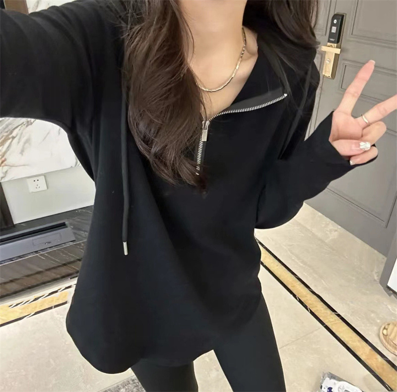 Cotton Shoulder Mid-length Hooded Long Sleeve