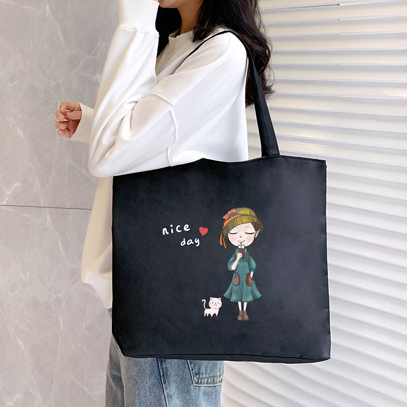Women's Canvas Bag New Shoulder Handbag Student Tote One Piece — foto 7