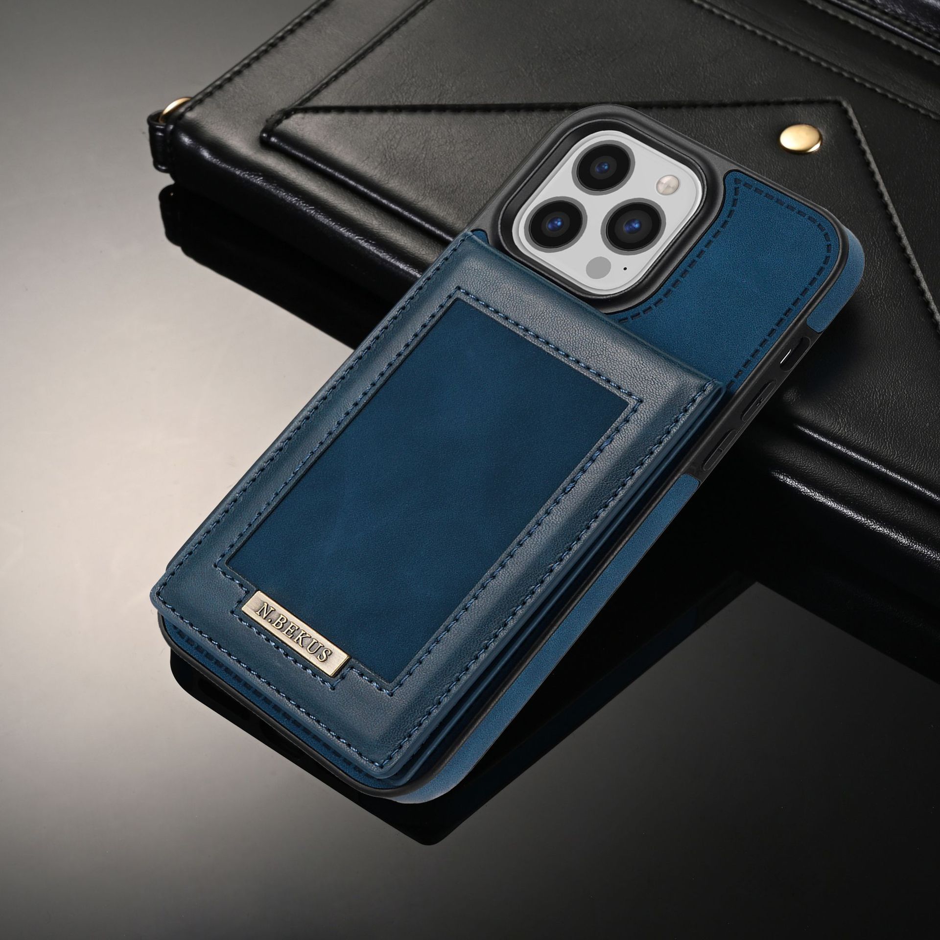 Card Holder Mobile Phone Leather Phone Case Photo Frame Magnetic Snap Protective Case