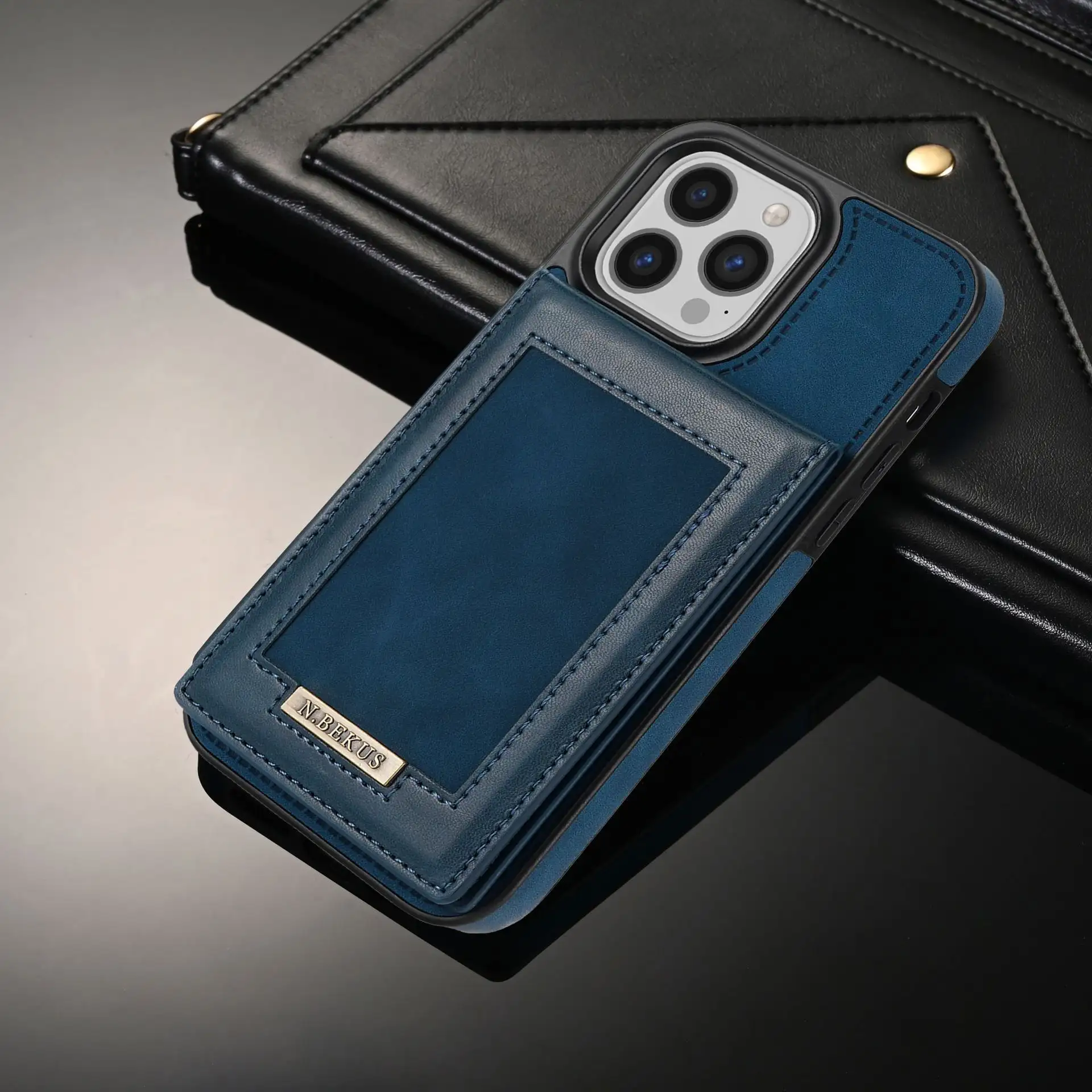 Card Holder Mobile Phone Leather Phone Case Photo Frame Magnetic Snap Protective Case