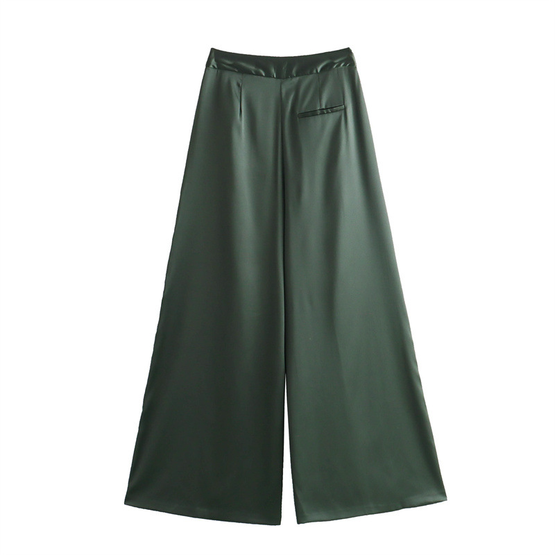 Title 7, Fashion Silk Satin Textured Shirt Wide Leg Pants