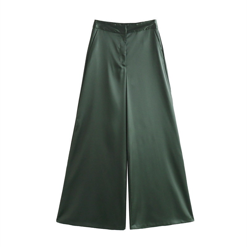 Title 9, Fashion Silk Satin Textured Shirt Wide Leg Pants