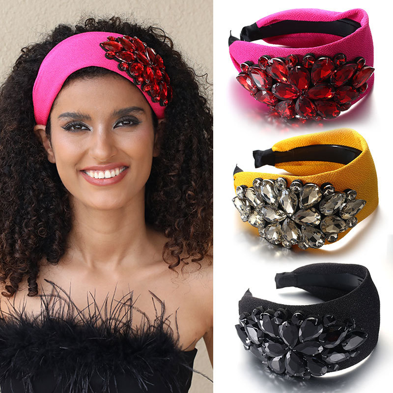 Title 1, Design Solid Color Diamond-laid Headband Cross-...