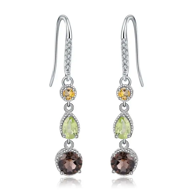 Fashionable Elegant Natural Gemstone Earrings S925 Silver