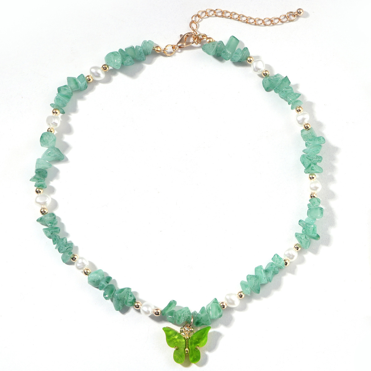 Graceful Mori Color Resin Butterfly Earrings And Necklace Set