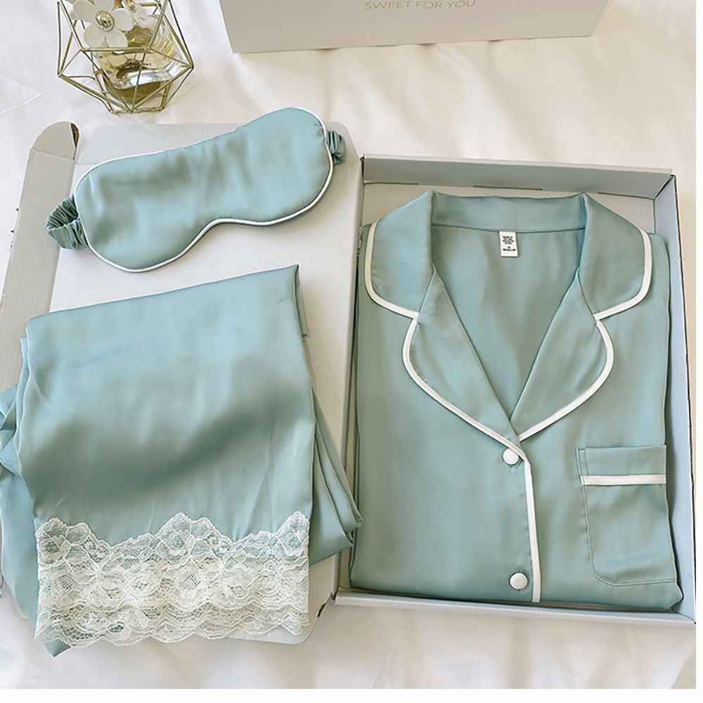 Title 2, Ice Silk Pajamas Long Sleeve Simple Homewear Suit