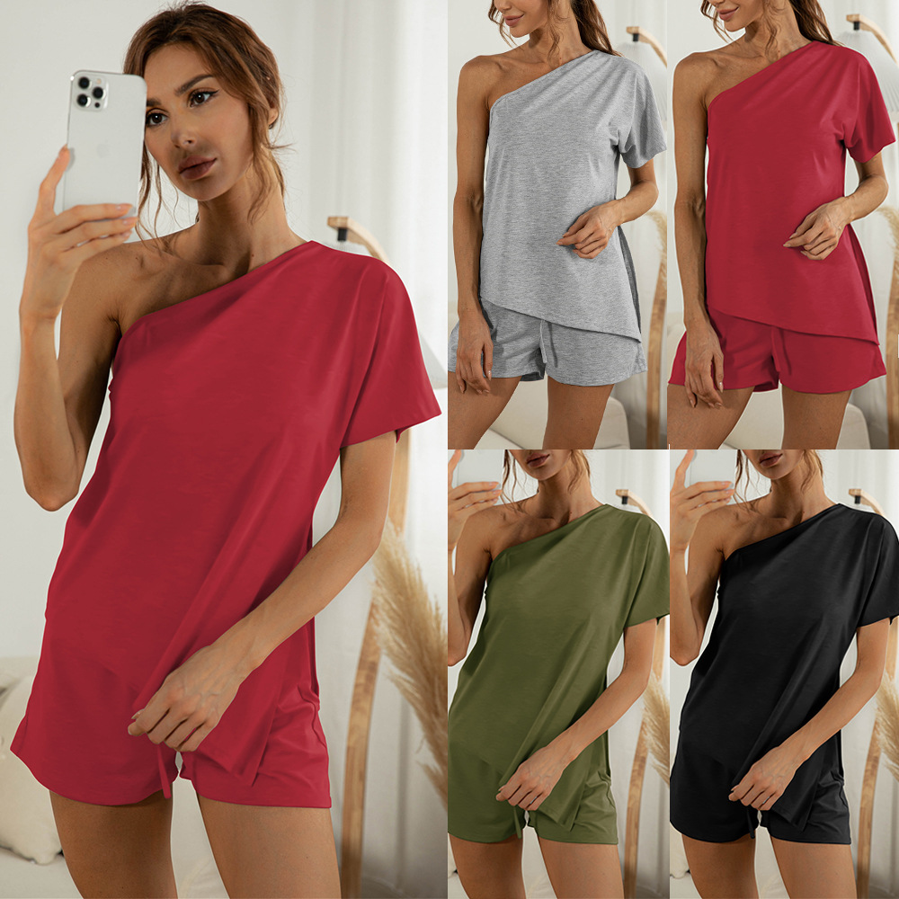 Title 3, Off-the-shoulder Short Sleeve Sloping-shoulder ...