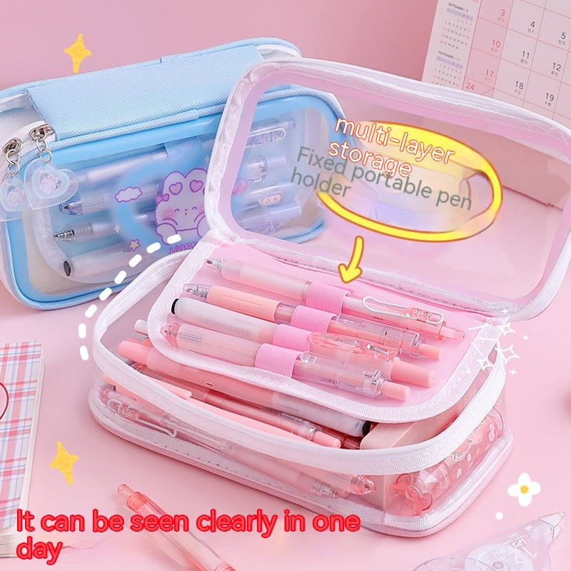 Title 5, Cartoon Transparent Colorful Large Capacity Pen...