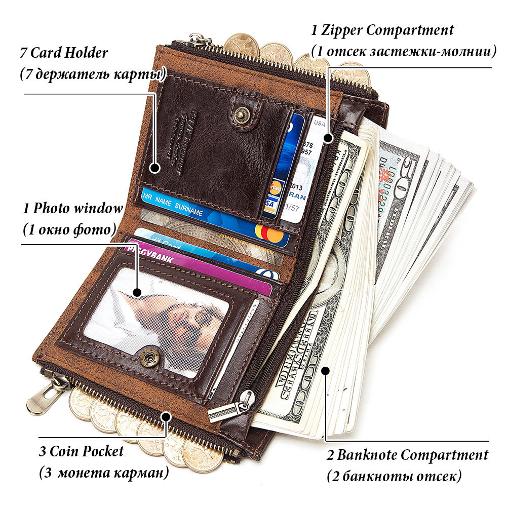 Men's Wallet Anti-theft Swiping RFID Leather Wallet Multifunctional — foto 7