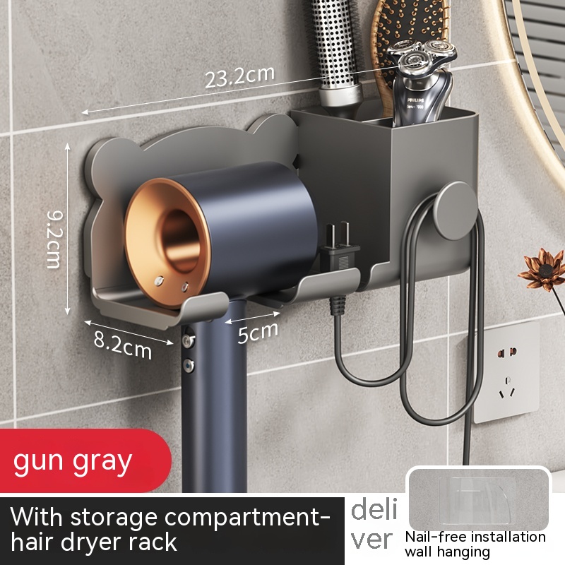 Title 3, Punch-free Wall-mounted Hair Dryer Storage Rack