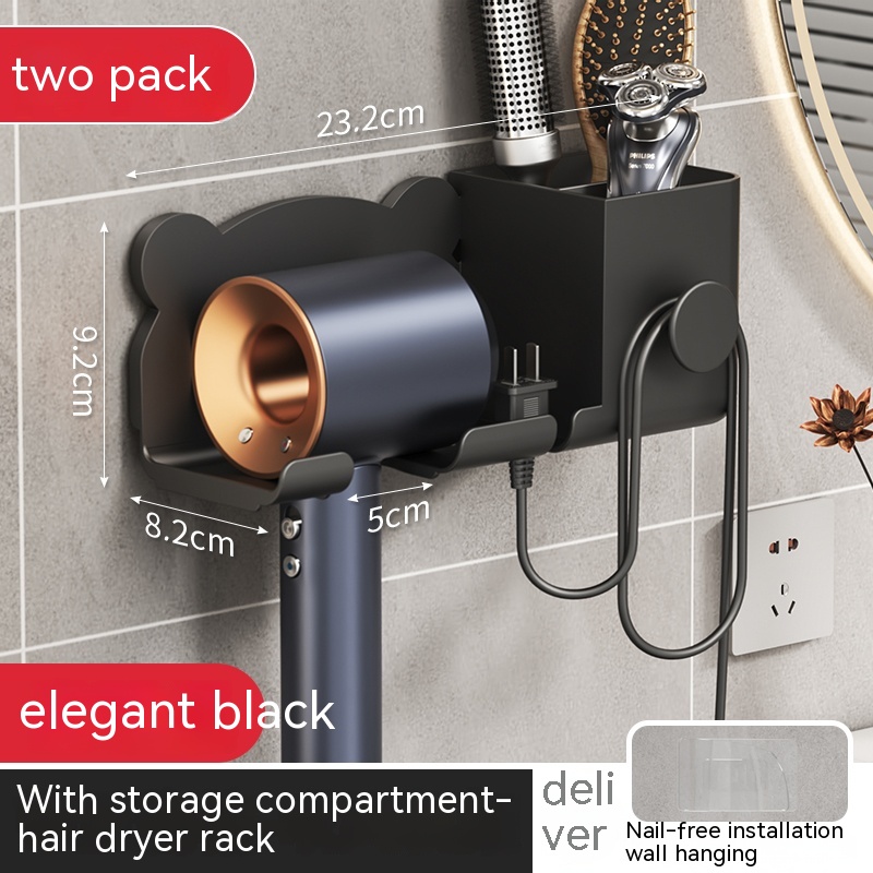 Title 13, Punch-free Wall-mounted Hair Dryer Storage Rack