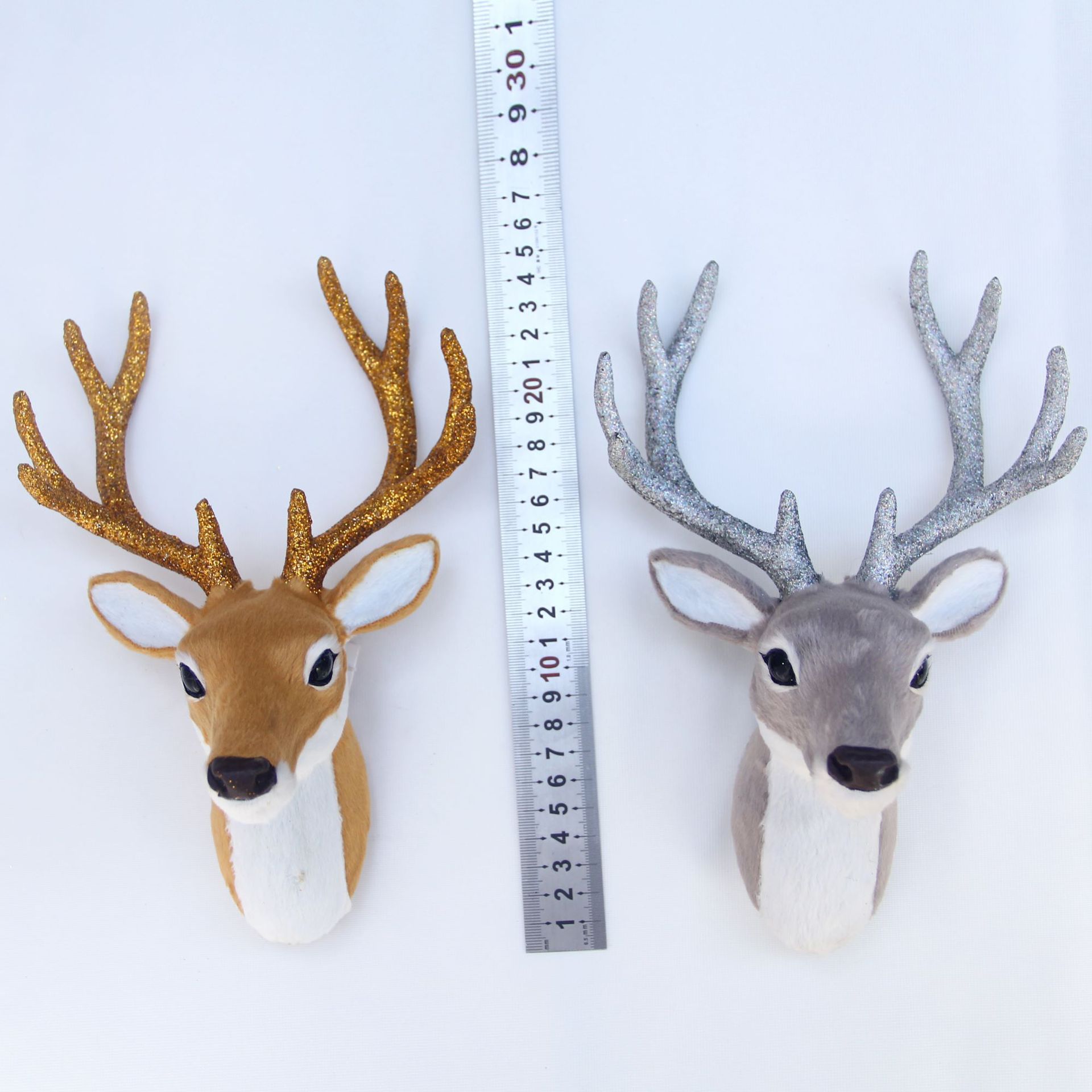 Title 2, Fur Simulation Animal Sika Deer Head Wall Decor...