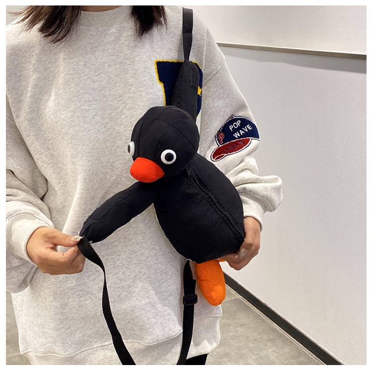 Title 5, Cartoon Funny Cute Hug Penguin Backpack Persona...