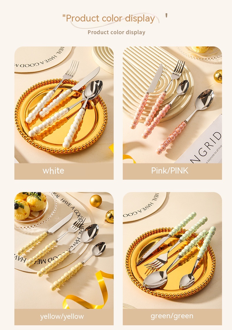 Ceramic Pearl Handle Knife Fork And Spoon Household Eating Soup Spoon Western Foodsteak Knife And Fork