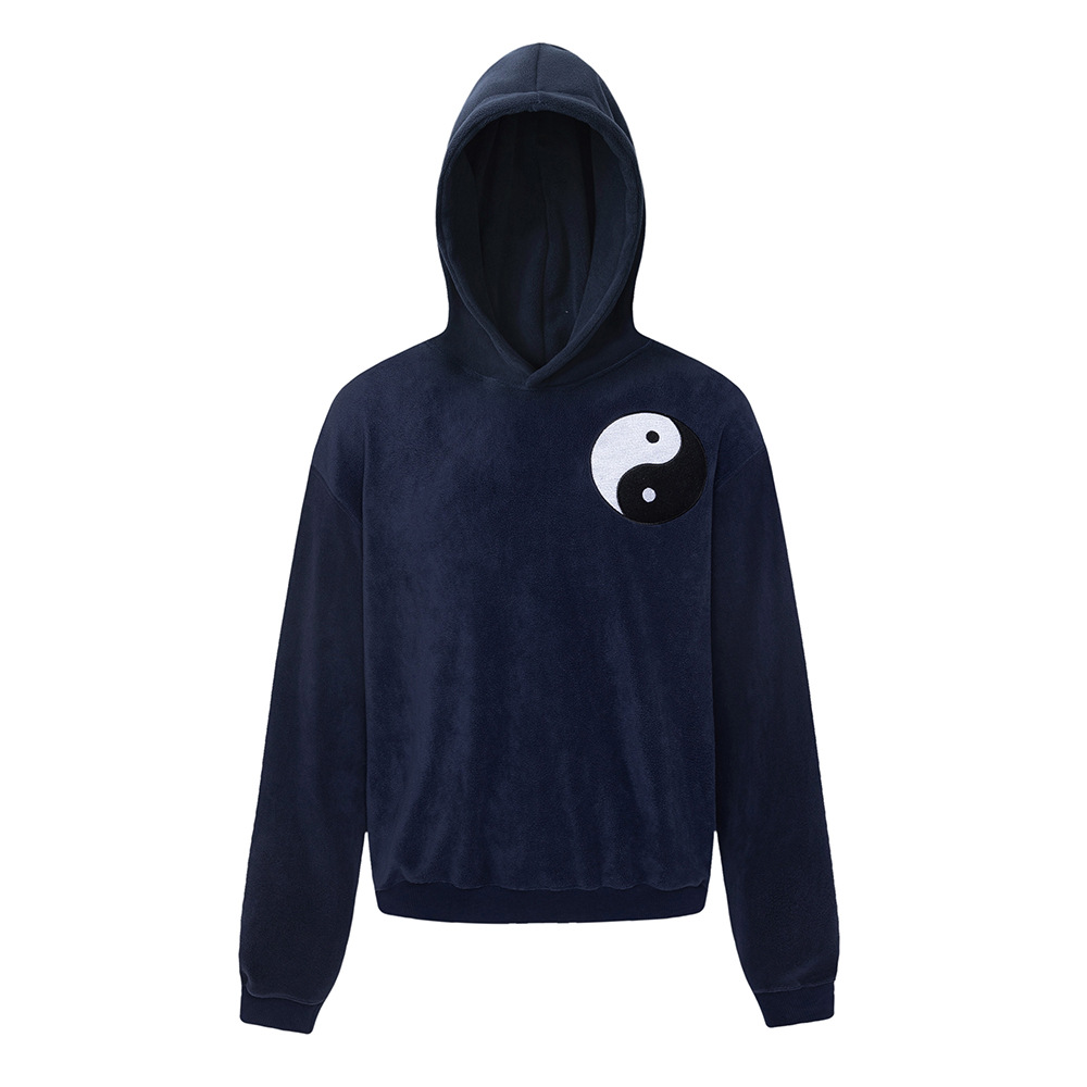 Yin And Yang Gossip Pattern Embroidered Hoodie Men