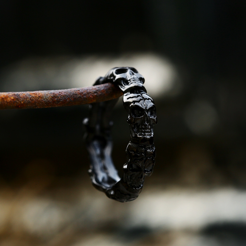 Ornament Vintage Stainless Steel Skull Ring For Men