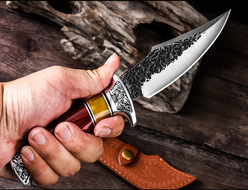 Forged Mongolian Handle Meat Knife For Free Blade Sheath