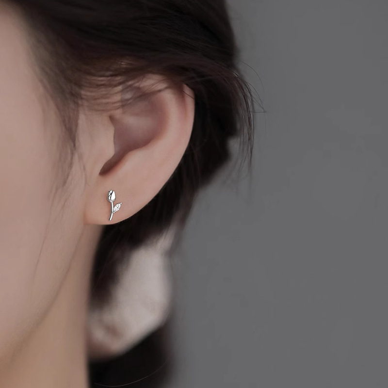 Women's Tulip 925 Sterling Silver Stud Earrings