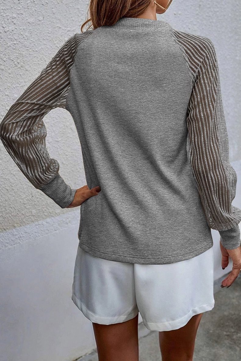 Autumn And Winter New Women's Thread Sweater T-shirt Gauzy Stitching Tops