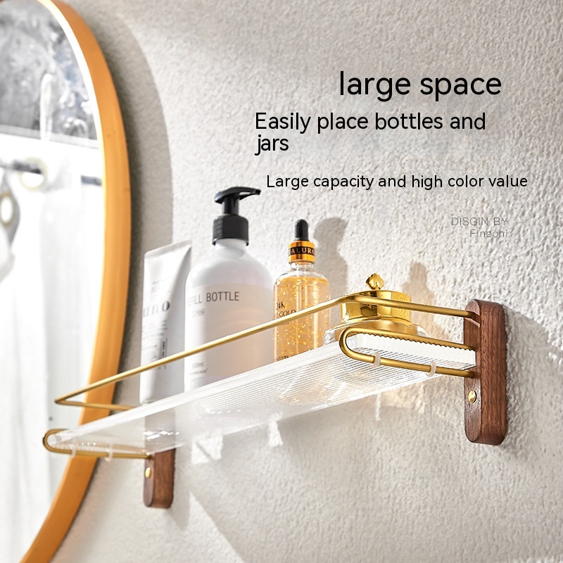 Acrylic Bathroom Walnut Storage Rack Punch Free Storage Rack - Image 5