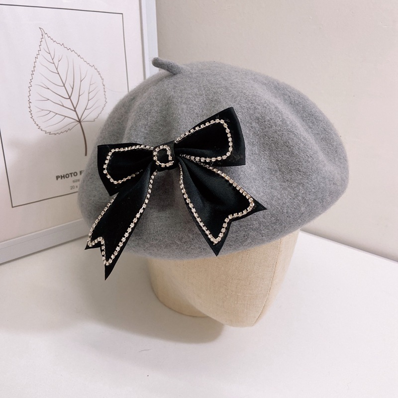 Ladies Bow Woolen Elegant Warm Retro Casual Beret